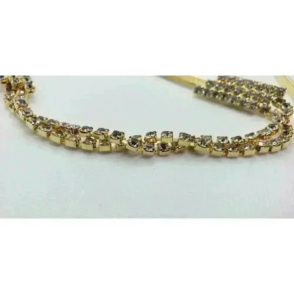 Vintage Rhinestone Gold Coil Stretch Belt Waist Chain Juliana